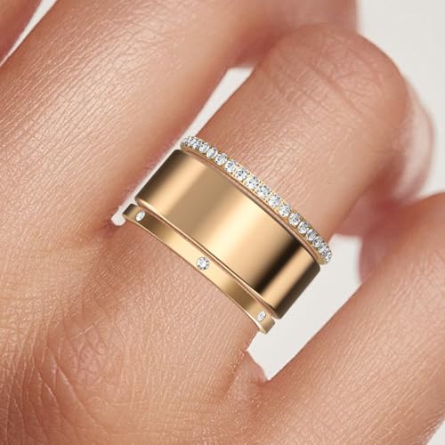 2-Pack 14K Gold Plated Stacking Rings for Oura Ring Gen 4/Oura Ring Gen 3, Cubic Zirconia Simulated Diamond Stack Rings  - Additional View