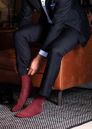NUDUS Bamboo Rayon Dress Socks for Men – 5 Pair Luxury Gift Box – Mens Bamboo Rayon Socks, Thin Business Socks Men, Moisture Wicking Dress Socks Men, Soft Crew Socks, Size 10-13 - Thumbnail 3