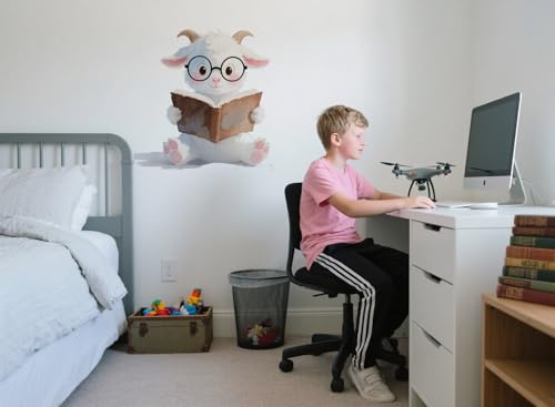 Vinilo decorativo de pared con diseño de cabras leyendo libros miniatura 2