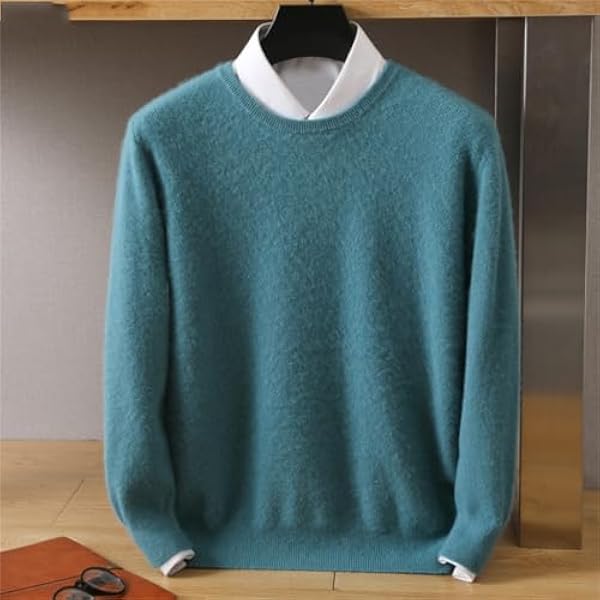 Heren Pullover Oneck Herfst Winter Mink Trui Losse Gebreide Bodem Shirt