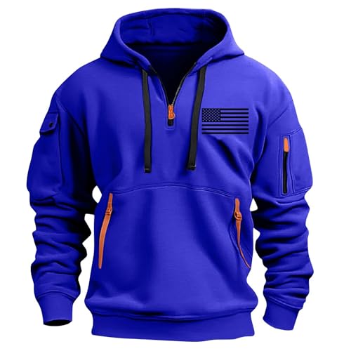 Men's Tactical Hoodies 2025 Fall Winter Long Sleeve Quarter Zip Pullover Patriotic Athletic Sweatshirt with Pockets