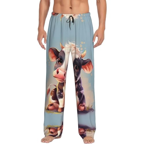 AKDODK Pijama largo ligero y casual con estampado de vaca lindo con bolsillos, suave y cómodo, negro, X-Large, Negro , XL