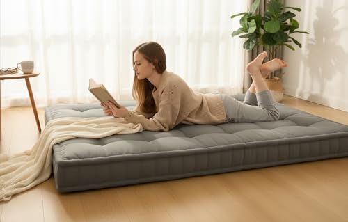 ATOOTFUSION Cotton Floor Box Mattress, 5-Inch Thick, 72X30X5 inches Single Size, Medium Firm, Foldable Rollable Cotton Bed Mattress Sleeping Capacity (Grey) - Image 4