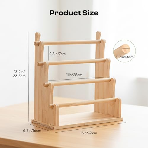 Caydo Washi Tape Organizer & Sticker Organizer, 4-Tier Wooden Display Rack for Craft Storage, Sticker Rolls, Ribbons & Bracelets for Sticker Collectors, Planner Enthusiasts, and Vendors by Caydo - Image 2