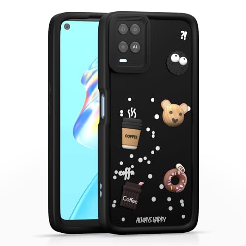 Image of Bintage Cute Fun Taddy| 3D Ball Bear| Donut| Coffee Rubber Case Full Body & Camera Protection Back Cover Compatible for Oppo A54 4G - Black