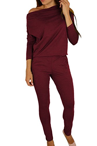 Women's Fixmatti Off-the-Shoulder Long Jumpsuit with Elastic Waistband - Casual Outfit