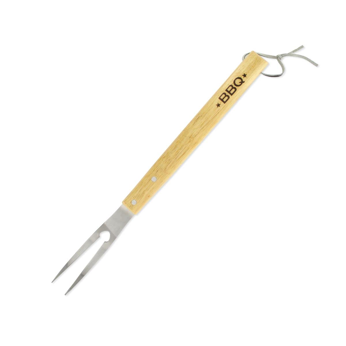 Fackelmann 25191 Barbecue Fork, Giant Barbecue Fork, Wood, Stainless Steel, Brown, 42 cm