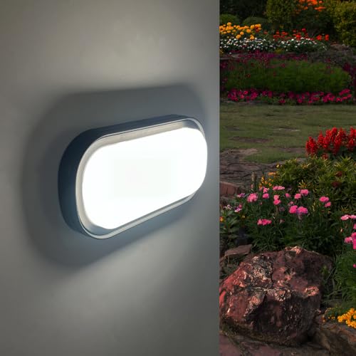 Evite humedad en jardín con aplique pared exterior IP65 rectangular 18W 2