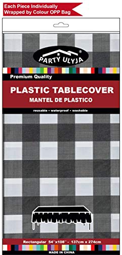 Black Gingham Checkered Plastic Tablecloths 2 Pack Disposable Table Covers 54 X 108 Inch Party Tablecovers Buffalo Plaid Table Cloth For Bbq Picnic Birthday Wedding Parties 8 Ft Rectangle Table Use #TOP5