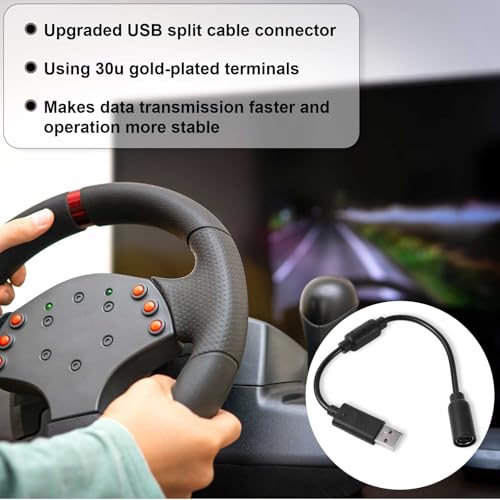 Image of XIHIRCD USB Breakaway Cable, USB Breakaway Cord Replacement for Logitech G920 G923 G27 G29 Driving Force Xbox 360 Controller Thrustmaster Ferrari 458 Spider Racing Wheel Cord