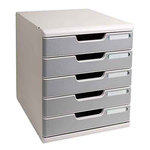 Exacompta Modulo A4 Office, 5 Closed Drawers - Light Grey/Stone Grey