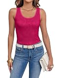 Fazortev Women's Sequin Tank Tops Sleeveless Scoop Neck Sparkly Sexy Party Camisole Vest Pink