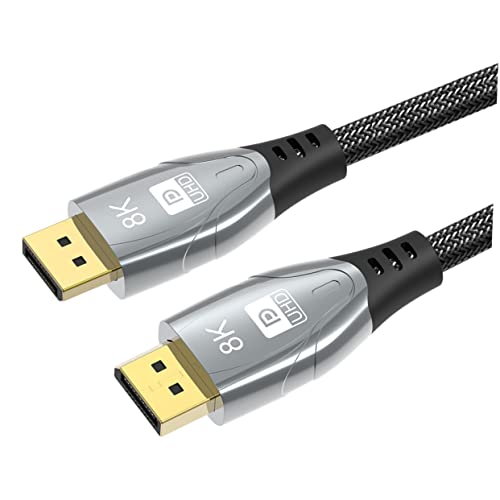 Angoily 2m Display Port Cable Computer Monitor Connection Cord Compatible Tv Laptop Game Console Projector High Performance Stable Transmission Plated Connectors