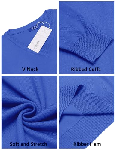 Image of COOFANDY Mens Casual V Neck Sweater Knit Slim Fit Long Sleeve Pullover Top