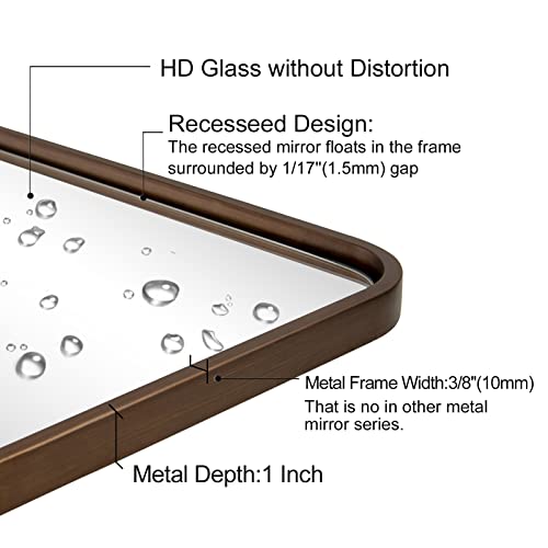 Andy Star Bronze Bathroom Mirror, 24X36 Bronze Wall Mirror, Bronze Vanity Mirror, Rounded Rectangle Mirror Bronze Metal Frame Farmhouse Mirror Hang Vertically Or Horizontally #TOP2