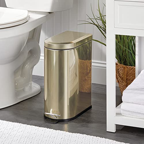 Bote de basura pequeño de acero inoxidable 10 litros con pedal Soft Brass miniatura 2