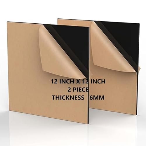 Acryl-Kunststoffplatte Acrylglas Zuschnitt Acrylicglasplatten Acrylglasplatte 305 mm x 305 mm, 1/4 dick, 5.5 mm, für Schilder, DIY-Projekte, Handwerk Plexiglas, für Schilder, (2er-Pack) Schwarz