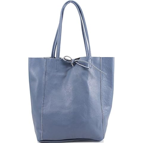 ER Traders Ltd Ladies Soft Italian Real Leather Shopper Tote Bag Women Girls Shoulder Bag (Blue) Cover