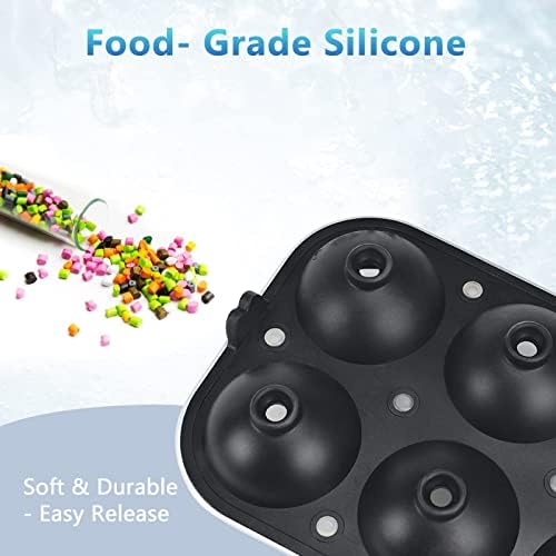 Ice Cube Trays Silicone, 6 x Large Ice Ball Maker with Lid Easy Release BPA Free 2.4 Inches Sphere Ice Moulds for Freezer, Whiskey, Cocktail