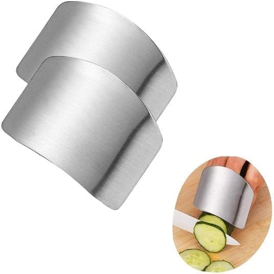 2li Metal Parmak Koruyucu Hızlı ve Güvenli Kesme Paslanmaz Çelik, Parmak Koruyucu Doğrama Güvenlik Aparatı (2 adet) Silver