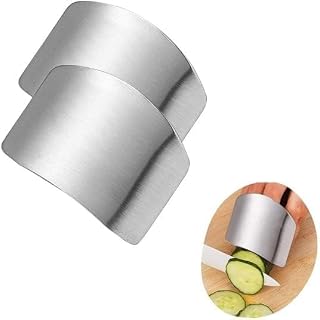 2li Metal Parmak Koruyucu Hızlı ve Güvenli Kesme Paslanmaz Çelik, Parmak Koruyucu Doğrama Güvenlik Aparatı (2 adet) Silver