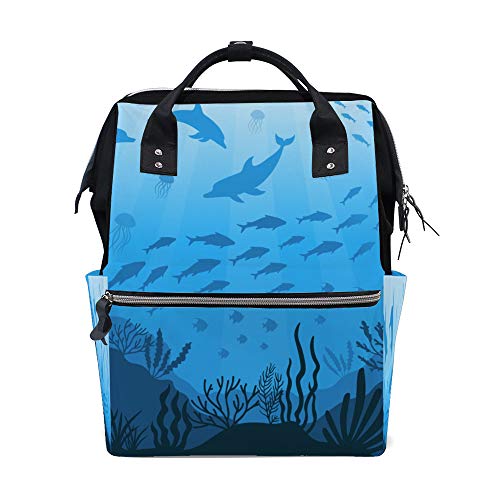 Sac à dos pour maman Ruchen motif faune sous-marine à grande capacité de 40 cm
