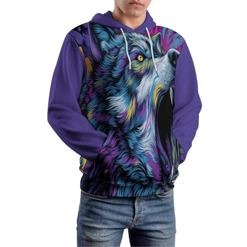 Sweat à capuche femme et homme loup 3D chaud pour l'automne