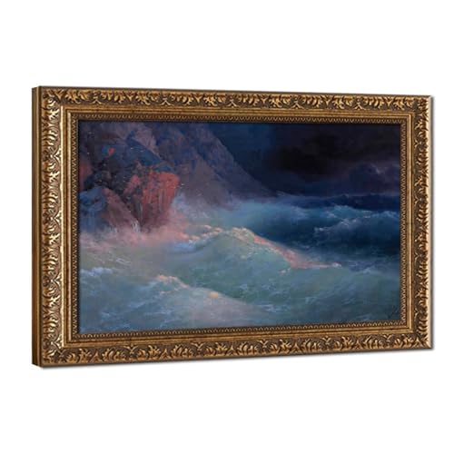 Impression sur toile tempête mer Noire Ivan Aivazovsky cadre 40x61