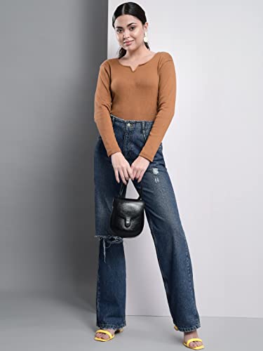 Image of Q - RIOUS Women's Solid Full Sleeve Scoop Neck Top