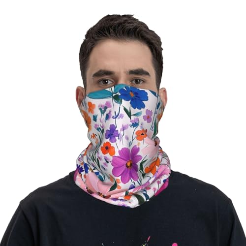 Neck Gaiter Mask,Bandana Flower Skull Print Face Cover Mask Sun Uv Protection,Neck Warmer Balaclava,Tube Face Scarf2