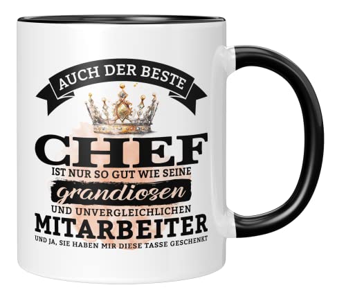 TASSENTICKER - Incluso el mejor jefe es tan bueno como - Taza de café - Regalos de jefe - Regalo para jefe - Trabajo - Oficina - Desafortunadamente - Transporte (negro)