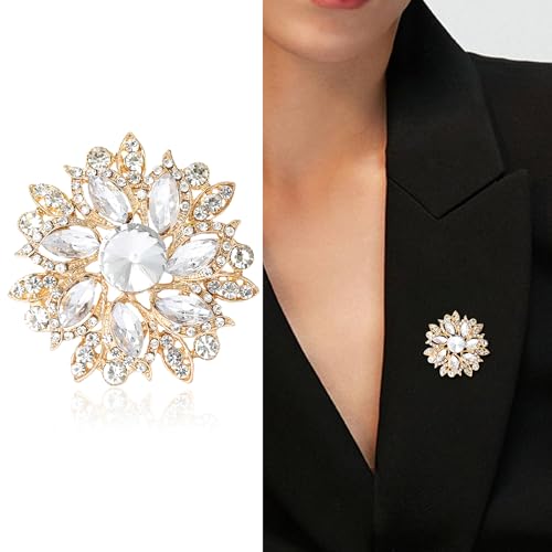 Image of Trendy Large Rhinestone Flower Brooches 8-color for Women Luxury Office Party Casual Pins Jewelry Accessories Gifts