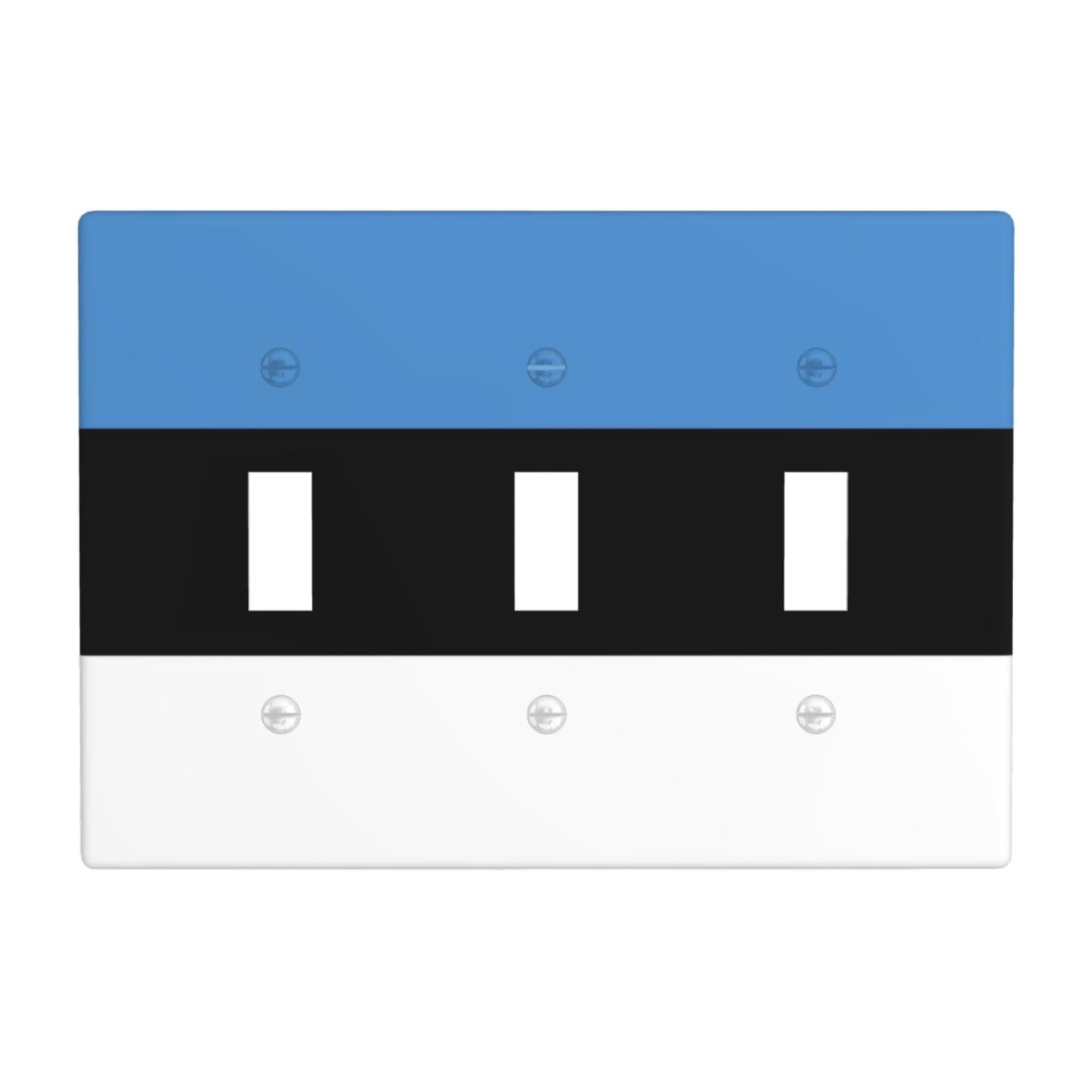Flag of Estonia 3 Gang Switch Plate Cover-Unbreakable Polycarbonate Wall Plate, Heat Resistant Toggle Switch Decor for Home