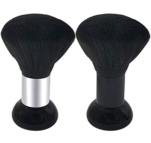 Tockrop Professional Neck Duster Brush 2 Pack  Ultra Soft Hairbrush  Freestanding Grip ?Black & Siliver?
