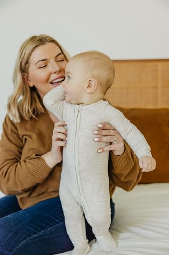 Image of Copper Pearl Zip-Up Footie Baby Pajamas - Soft Newborn Onesies for Boys & Girls, Tag-Free with Two-Way Zipper Baby Sleepers for Newborn - 24 Months, Oat