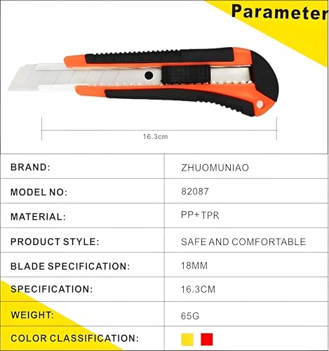 Image of CLAPONE Utility Knife - Retractable Box Cutter with 18mm Wide Sharp Blade | Smooth Auto-Lock Mechanism for Cutting Cartons, Cardboard & Boxes | Perfect for Office & Home Use (2 Pcs Multicolor)