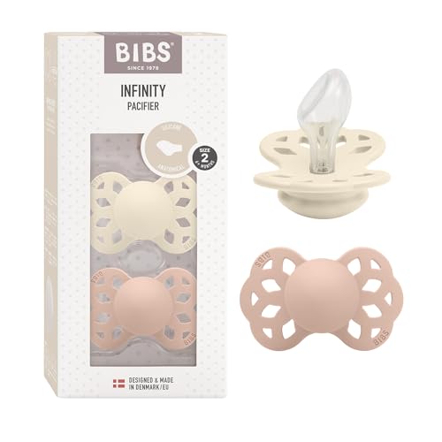 Chupete anatómico BIBS Infinity, paquete de 2, sin BPA, tetina anatómica de silicona, Pezonera anatómica. Silicona, Hecho en Dinamarca, Talla 2 (6-18 meses), Ivory/Blush Chupete anatómico BIBS Infinity, paquete de 2, sin BPA, tetina anatómica de silicona, Pezonera anatómica. Silicona, Hecho en Dinamarca, Talla 2 (6-18 meses), Ivory/Blush