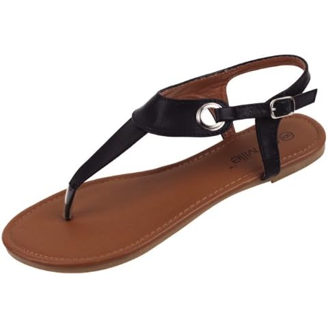 Women's Black Roman Gladiator Sandal Flats Cover