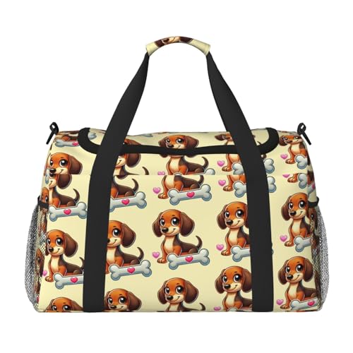 40l Gym Travel Duffel Bag Cute Dachshund Dog Love Carry-On Workout Overnight Backpack