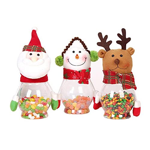 Yililay Christmas Candy Jar Food Storage Container Kerst Santa Transparante Plastic Koekjespot Gift Flessenhouder Kerst… - Afbeelding 3