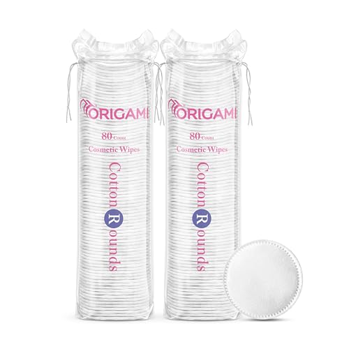 Origami Multipurpose Cotton Pads Pack of 2 (80 Pads Each) | 100% Pure Ultra-Soft Cotton Cosmetic Wipes | Gentle, Skin-Friendly & Compact | Ideal for Face Cleansing, Makeup & Nail Polish Removal