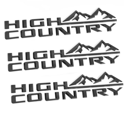Image of 3pack OEM High Country Emblems Side Tailgate Badges 3D Letters Compatible with Silverado Tahoe Suburban 2019-2025 High Country 85101611 Glossy Black