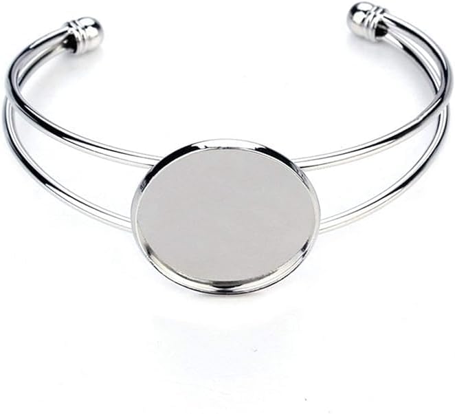 MIAO JIN 6 Pcs 25 mm Adjustable Round Cabochon Bezel Tray Blank Bangle for Crafting DIY Bracelets Making - Image 3