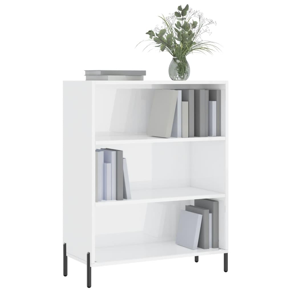 Gecheer Librería, estantería, estantería, librería moderna, librería para salón, librería estantería, librería baja de 3 estantes, estantería de 3 estantes, color blanco brillante, 69,5 x 32,5 x 90