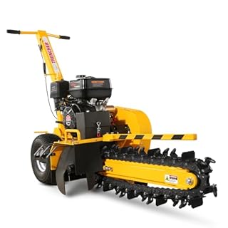 MechMaxx 420cc 15HP E-Start Gas Powered Cable Ditching Trencher, 24'' Trench Depth, 27pcs Carbide Alloy High-Pressure Teeths, TCR1500 (Yellow)