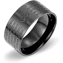 GOHERO Mens Cool Wedding Band 11MM Stainless Steel Bible Forgiveness Meditation Carved Motocycle Biker Hipster Rings Size 6-12