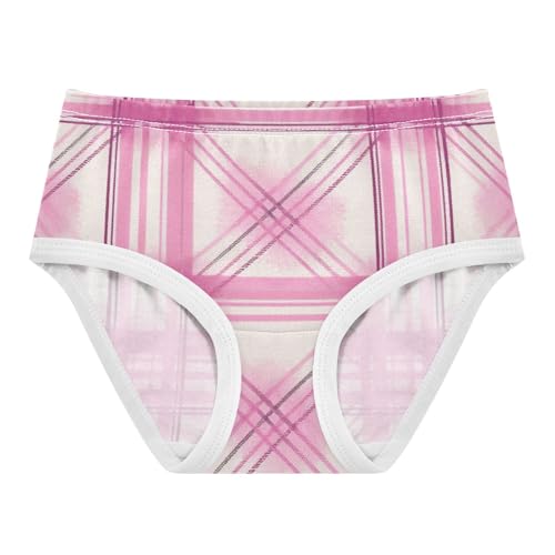 Pink Plaid Pattern File Soft Girls' Panties Toddler Cotton Underwear for Kid in Sizes 2T,3T, 4T, 5T, 6Y and 8Y