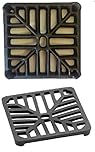 6" x 6" 152mm x 152mm 9mm Thick Square Cast Iron Gully Grid/Grate Heavy Duty Drain Cover Black Satin Finish Deliveries to Mainland UK ONLY
