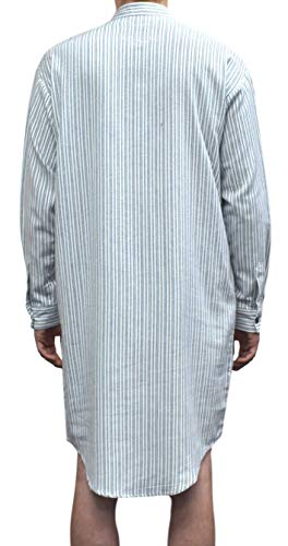 Lee Valley Men's Genuine Irish Cotton Flannel Nightshirt (Medium, Lv2 Blue Ivory Stripe) #TOP1