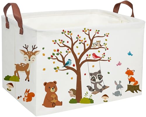 Image of Essme Rectangular Kids Baskets Boys Basket,Animal Storage Bins with Handles for Kids Room Decor, Book Storage Bin(Autumn animals)